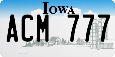 IA license plate ACM777