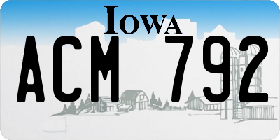 IA license plate ACM792