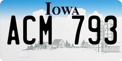 IA license plate ACM793