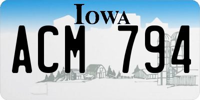 IA license plate ACM794