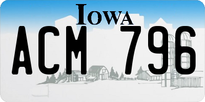 IA license plate ACM796
