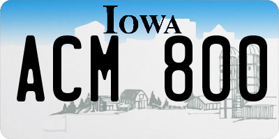 IA license plate ACM800