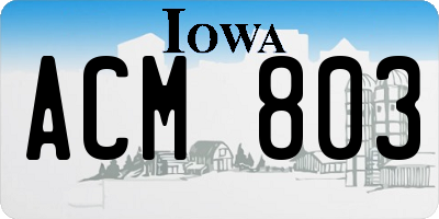 IA license plate ACM803