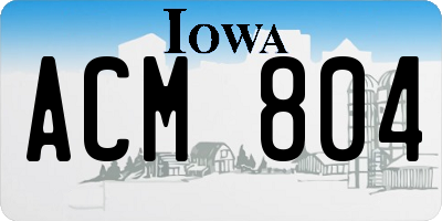 IA license plate ACM804