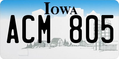 IA license plate ACM805