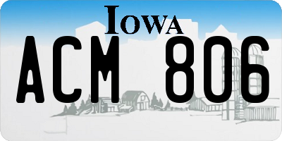 IA license plate ACM806