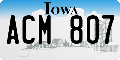 IA license plate ACM807