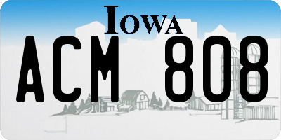 IA license plate ACM808