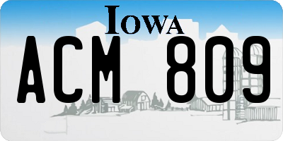 IA license plate ACM809