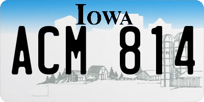IA license plate ACM814