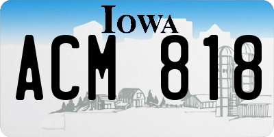 IA license plate ACM818