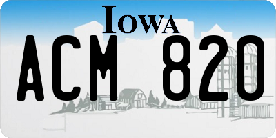IA license plate ACM820