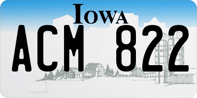 IA license plate ACM822