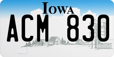 IA license plate ACM830