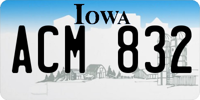 IA license plate ACM832