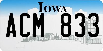 IA license plate ACM833