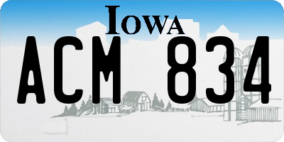 IA license plate ACM834