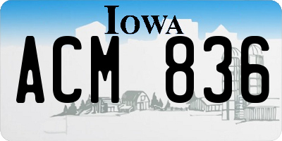 IA license plate ACM836