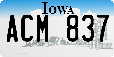IA license plate ACM837