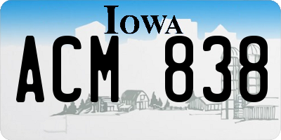 IA license plate ACM838