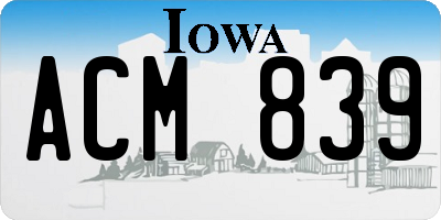 IA license plate ACM839