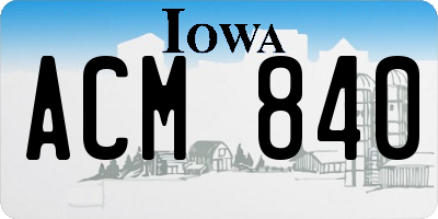 IA license plate ACM840
