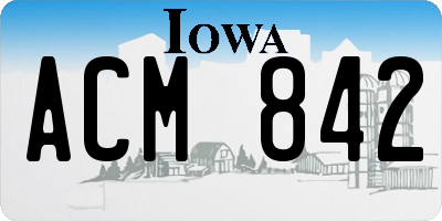 IA license plate ACM842