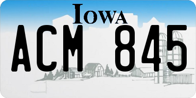IA license plate ACM845