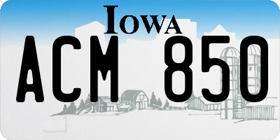 IA license plate ACM850