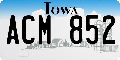 IA license plate ACM852