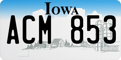 IA license plate ACM853