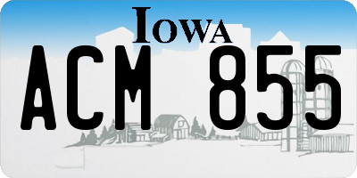 IA license plate ACM855