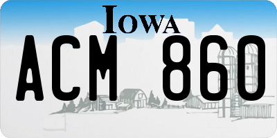 IA license plate ACM860