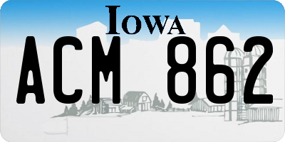 IA license plate ACM862