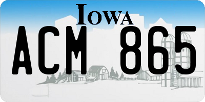 IA license plate ACM865
