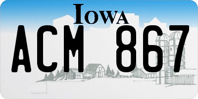 IA license plate ACM867
