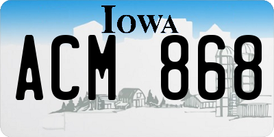 IA license plate ACM868