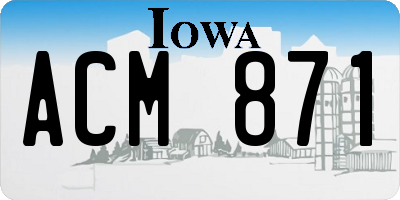 IA license plate ACM871