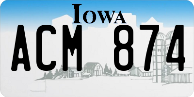 IA license plate ACM874