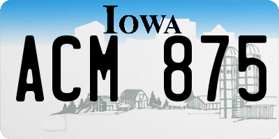 IA license plate ACM875