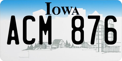IA license plate ACM876