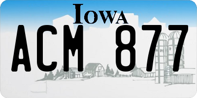IA license plate ACM877