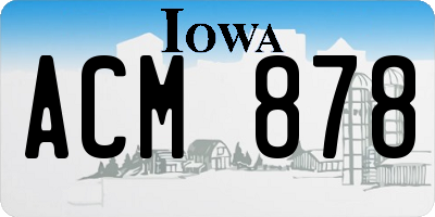 IA license plate ACM878