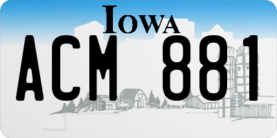 IA license plate ACM881