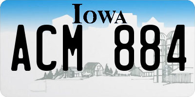 IA license plate ACM884