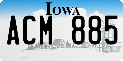 IA license plate ACM885