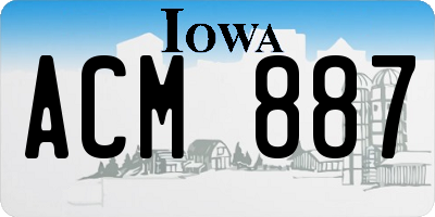 IA license plate ACM887