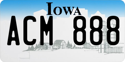 IA license plate ACM888