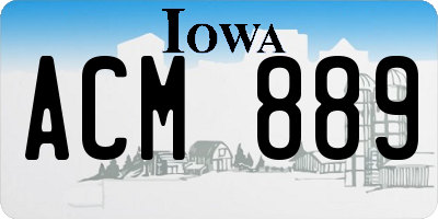 IA license plate ACM889