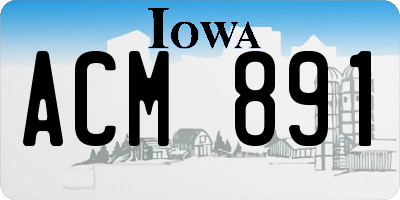 IA license plate ACM891